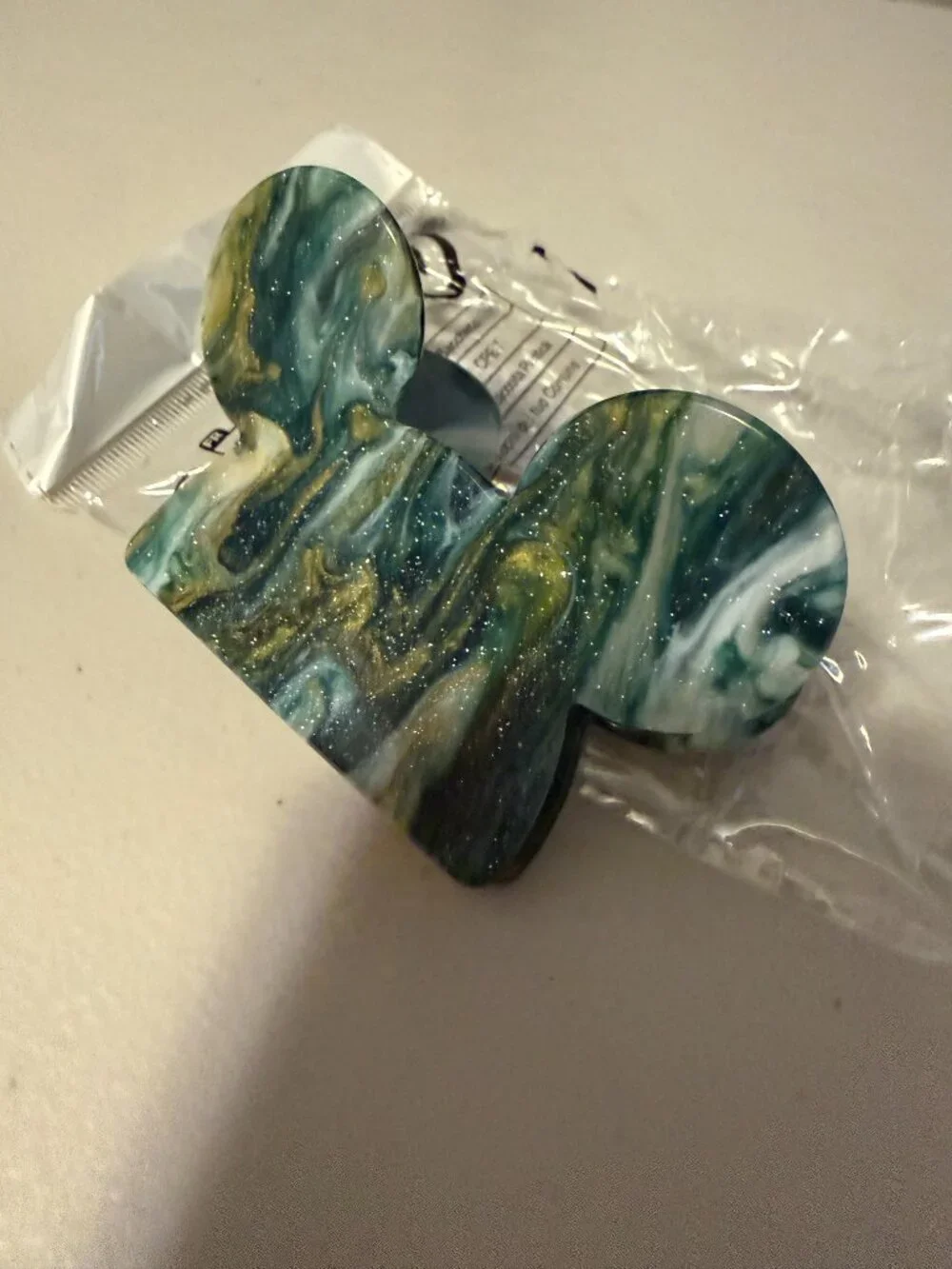 Mickey Shaped Claw Clip Hair Accessory - Green and Gold